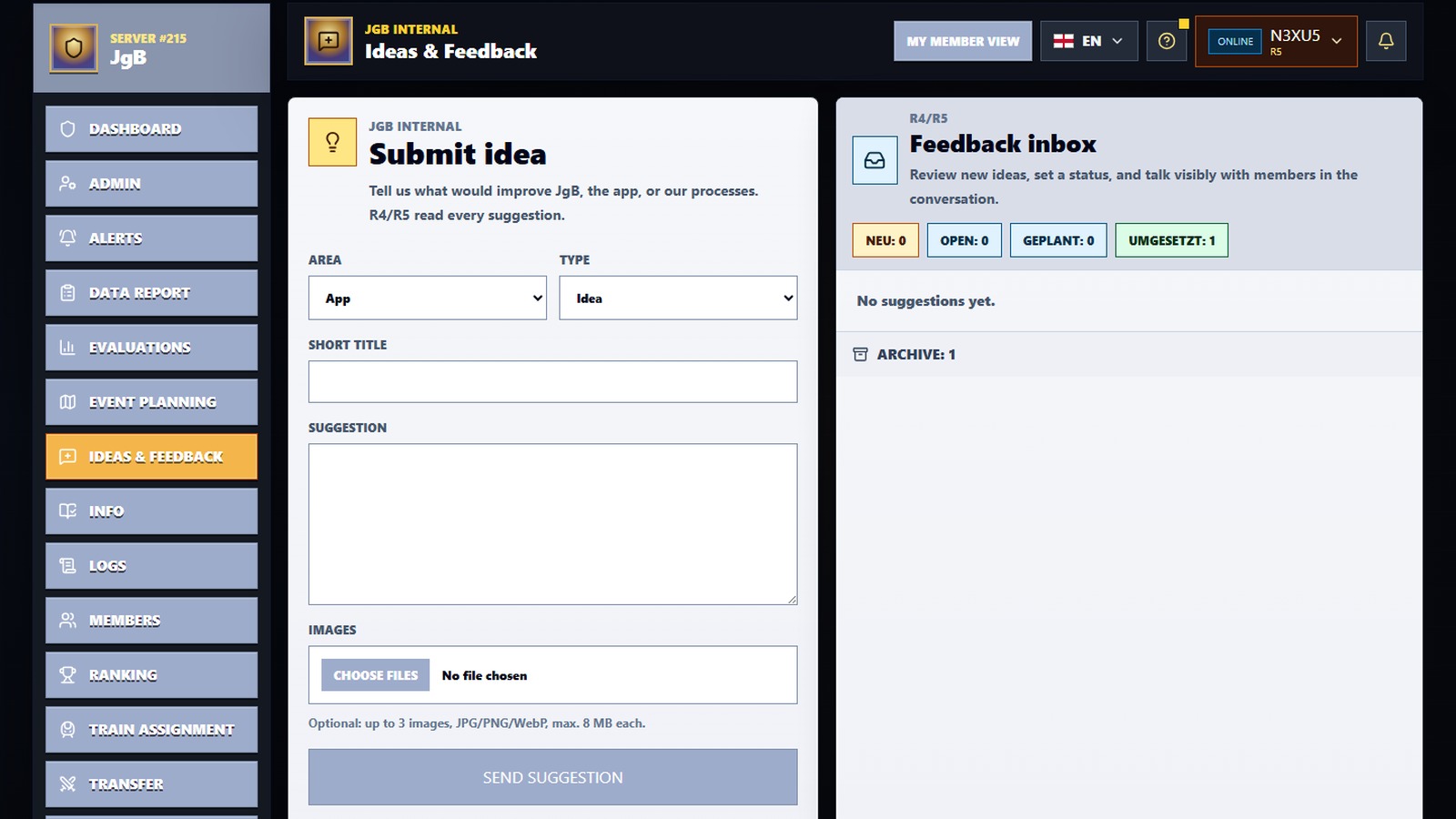 Feedback forum preview
